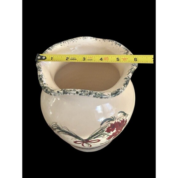 Casey Art Pottery Ruffled Vase  Heart Wreath 8" Hand Painted Made in USA Vtg - Picture 8 of 8